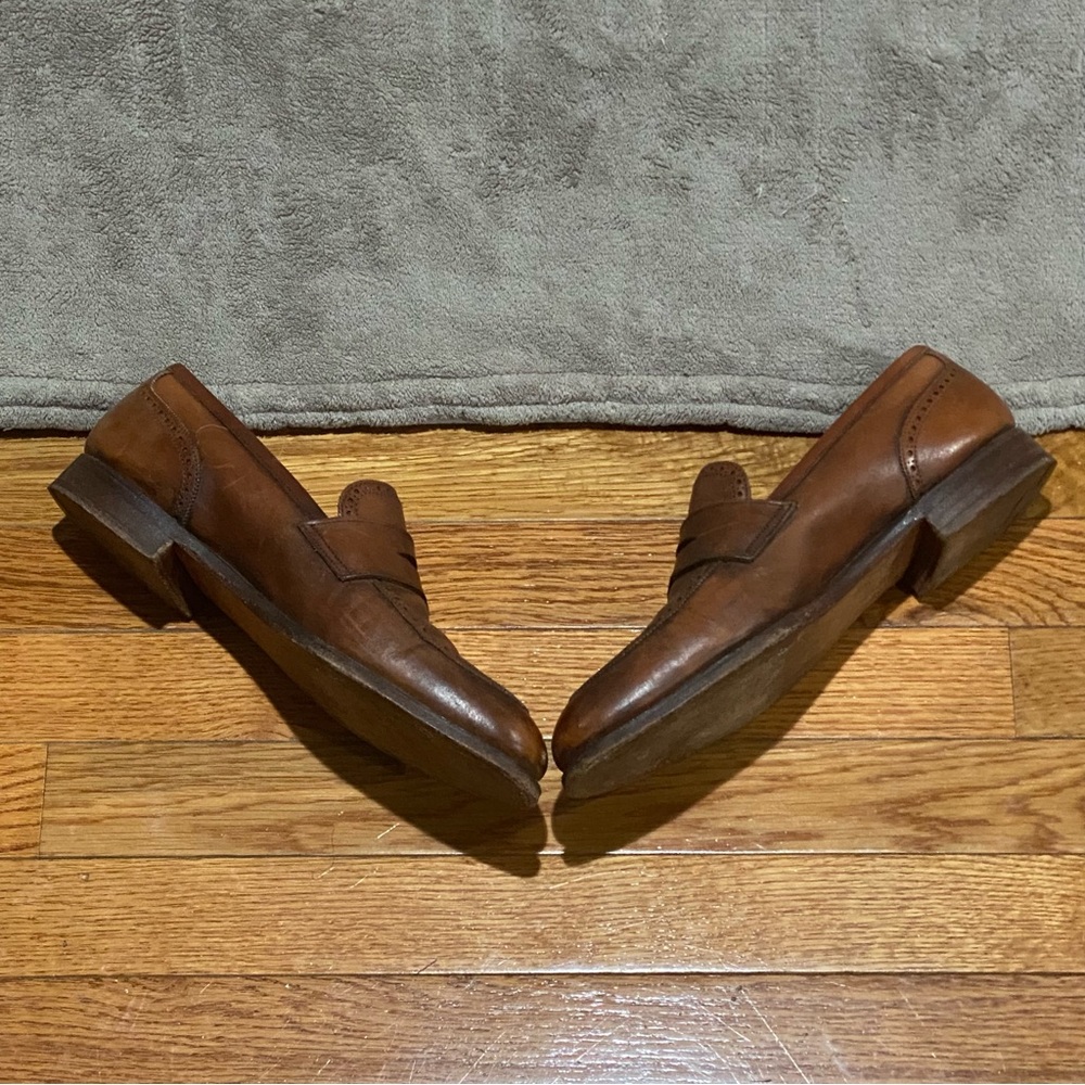 Brooks Brothers Peal & Co Made in England Classic Brown Leather Penny Loafers 9D - Picture 3 of 7